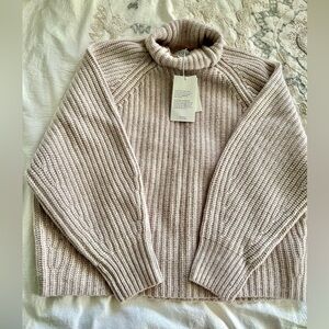 COS Soft Oatmeal Colored Turtleneck Wool/Cashmere Sweater